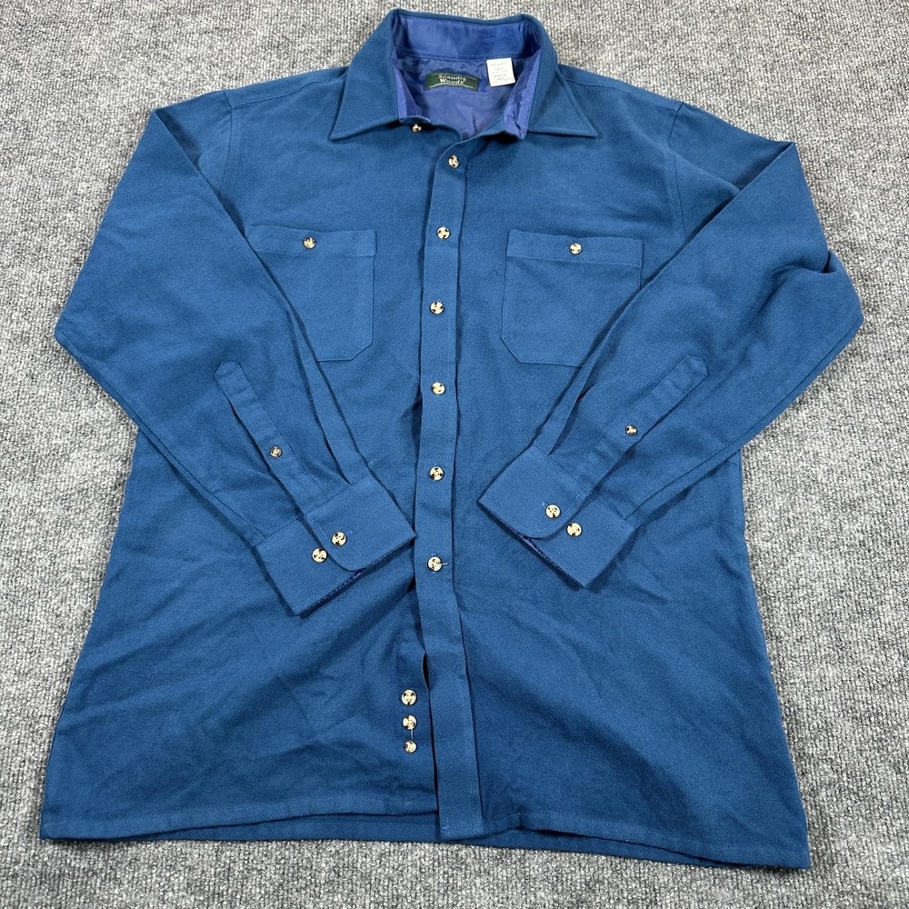 Scandia Woods Shirt Mens Medium Blue Knit Lined Button Up Long Sleeve Casual